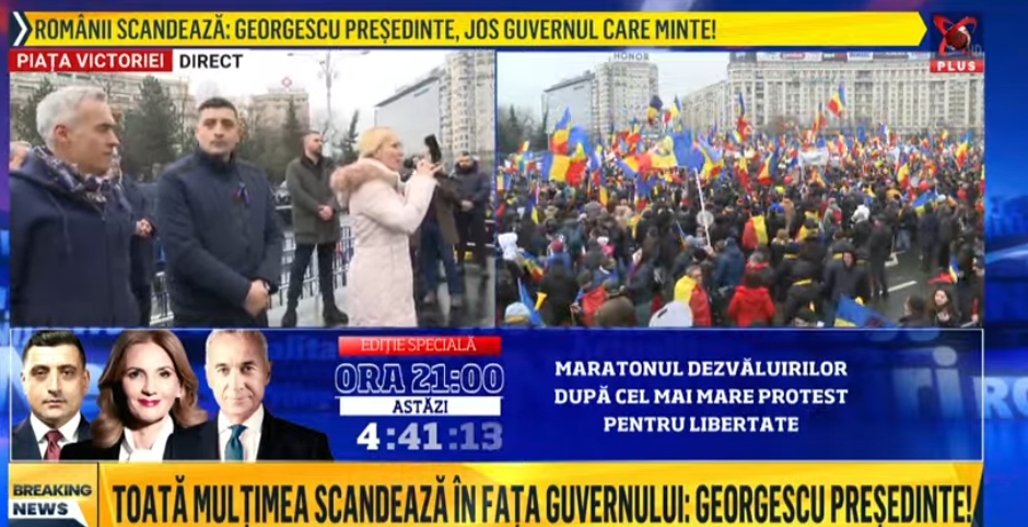 Protest București AUR. Zeci de mii de oameni scandează: Georgescu președinte!